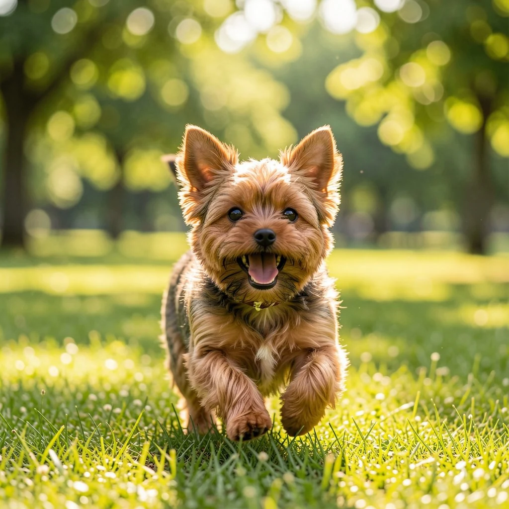 芝生を走る犬